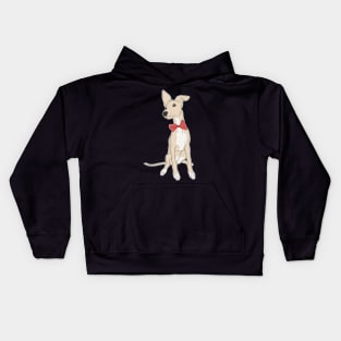 Cute fawn Italian Greyhound with bright pink bow Kids Hoodie
